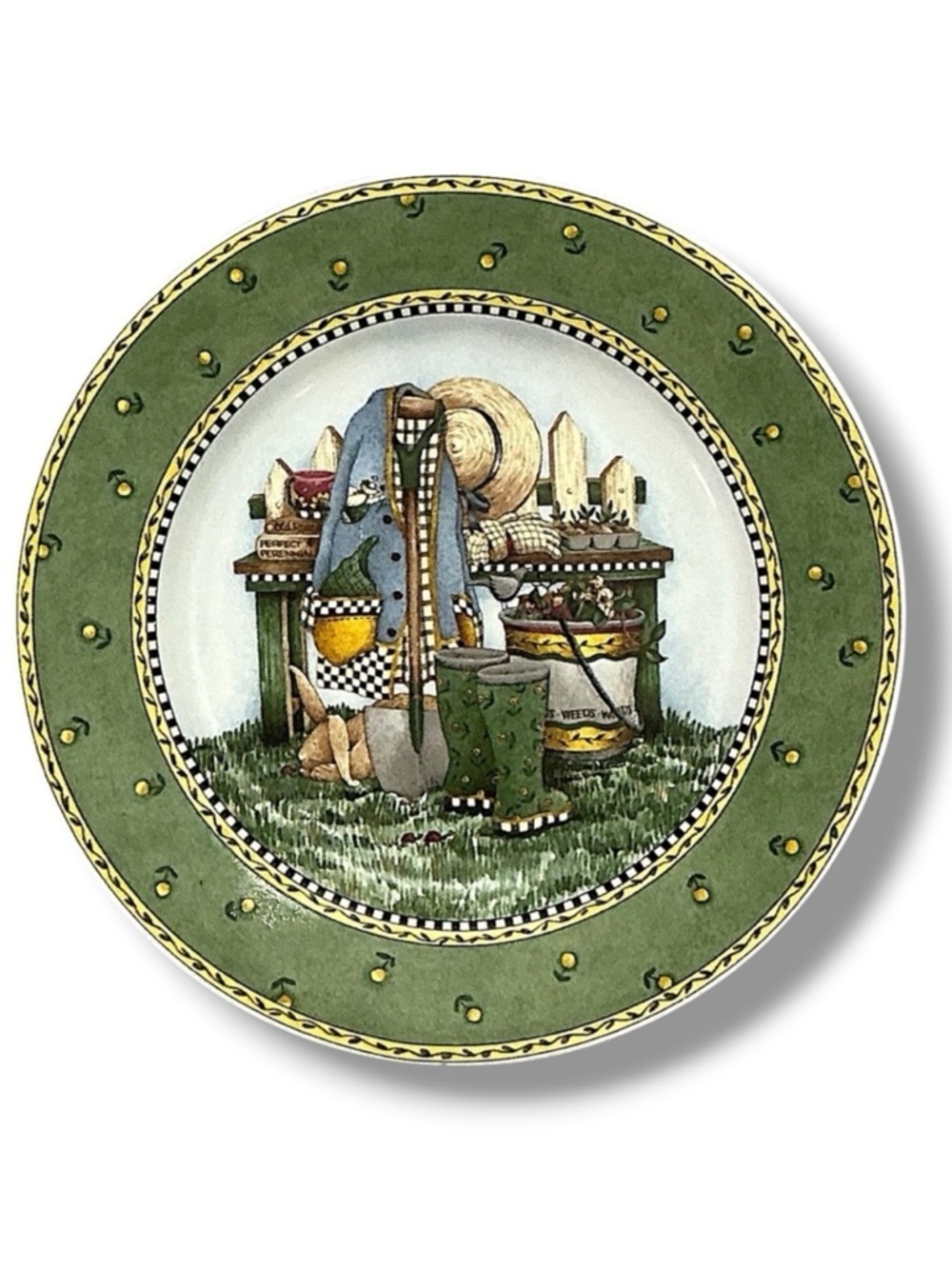 Vintage Gardening Theme Plate Debbie Mumm Garden Vignette Sakura Retired 1999